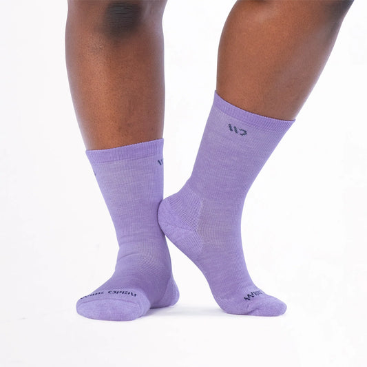 Wide Open by Darn Tough Women's Solid Cushioned Crew Socks in Lavender