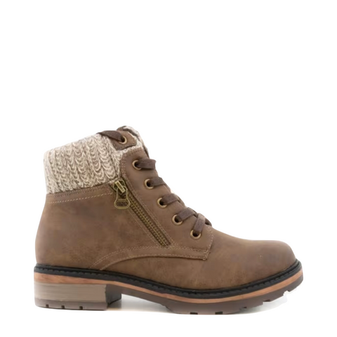 Wanderlust Women's Amy Knit Cuff Waterproof Lace Boot in Tan