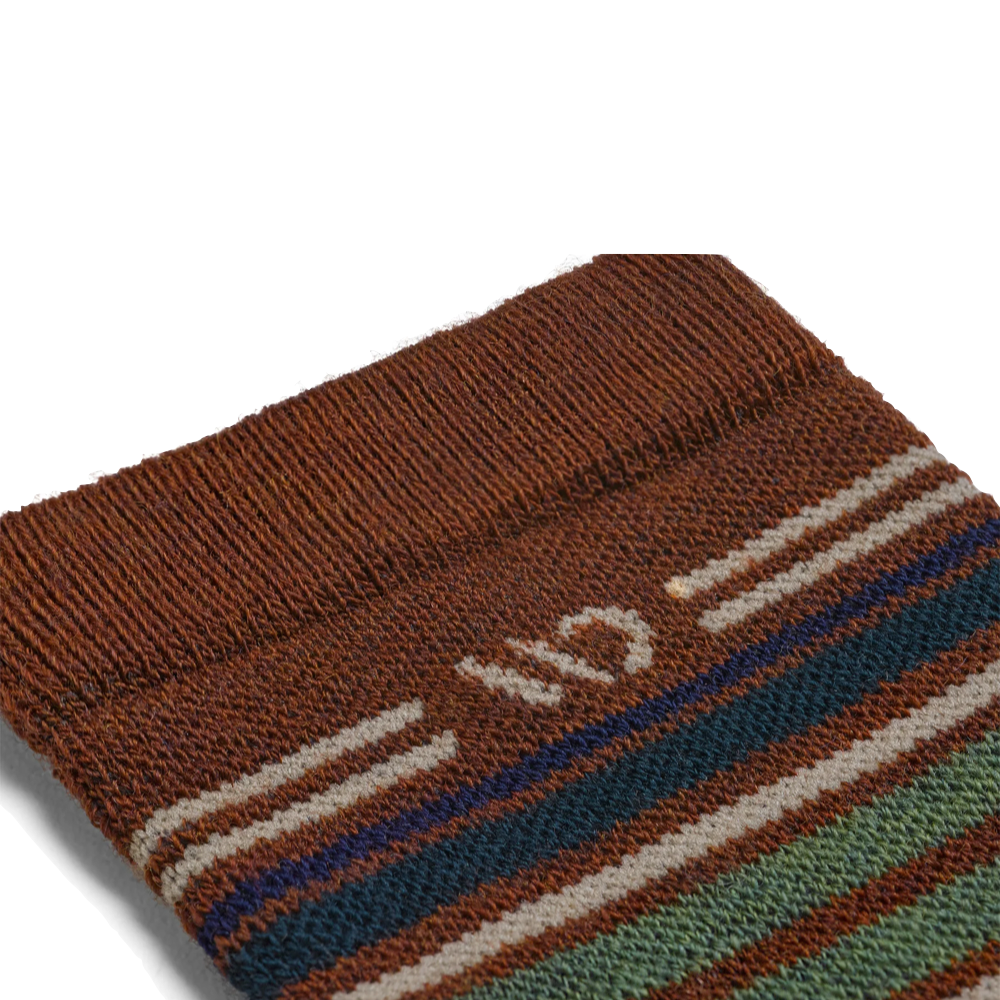 Detail view of Wide Open by Darn Tough Multi Stripe Cushioned Micro Crew Sock for men.