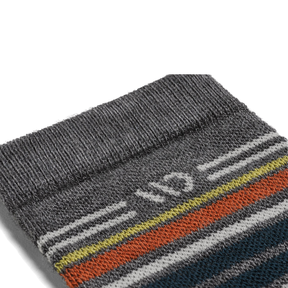 Detail view of Wide Open by Darn Tough Multi Stripe Cushioned Micro Crew Sock for men.