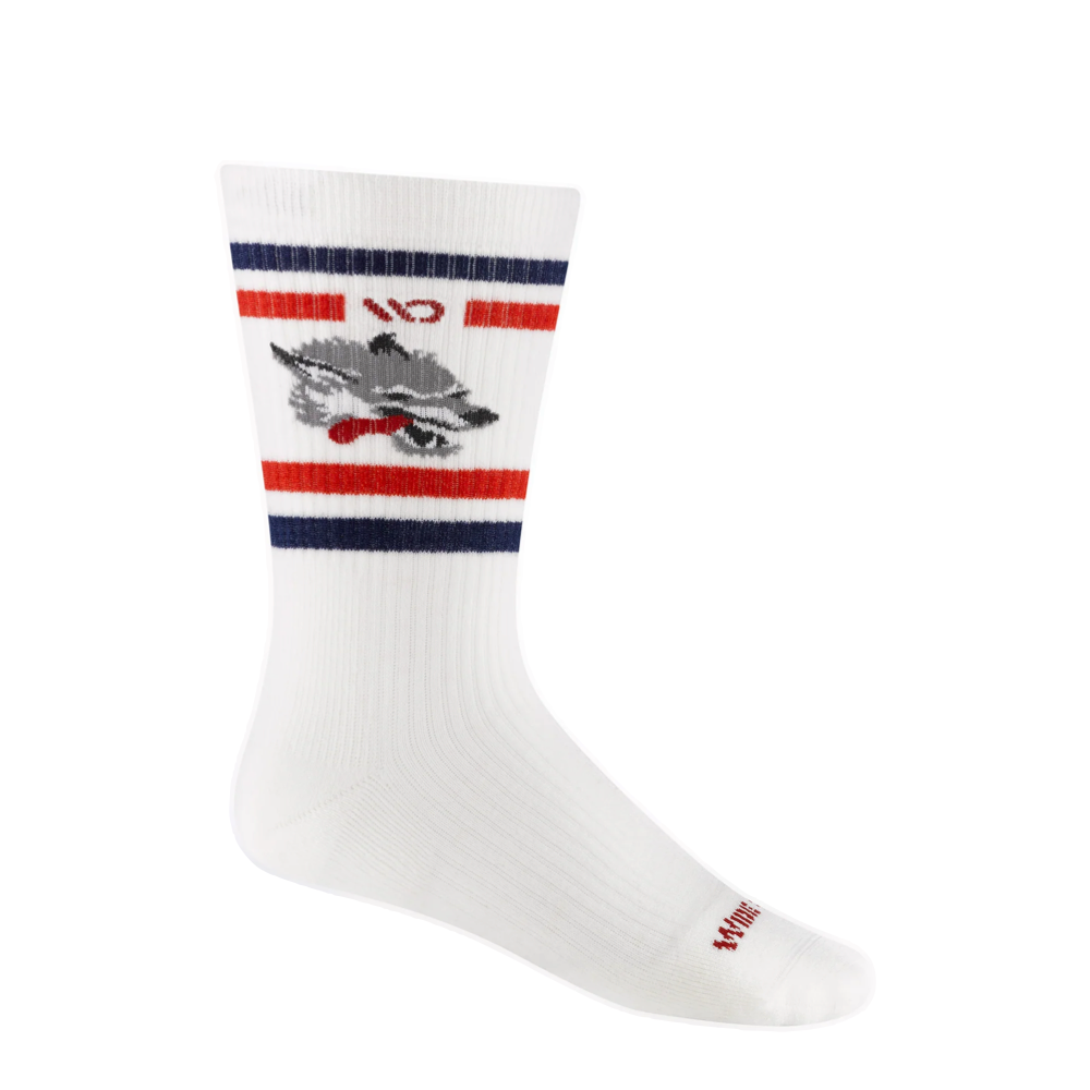 Side (right) view of Wide Open by Darn Tough Varsity Cushioned Crew Sock for men.
