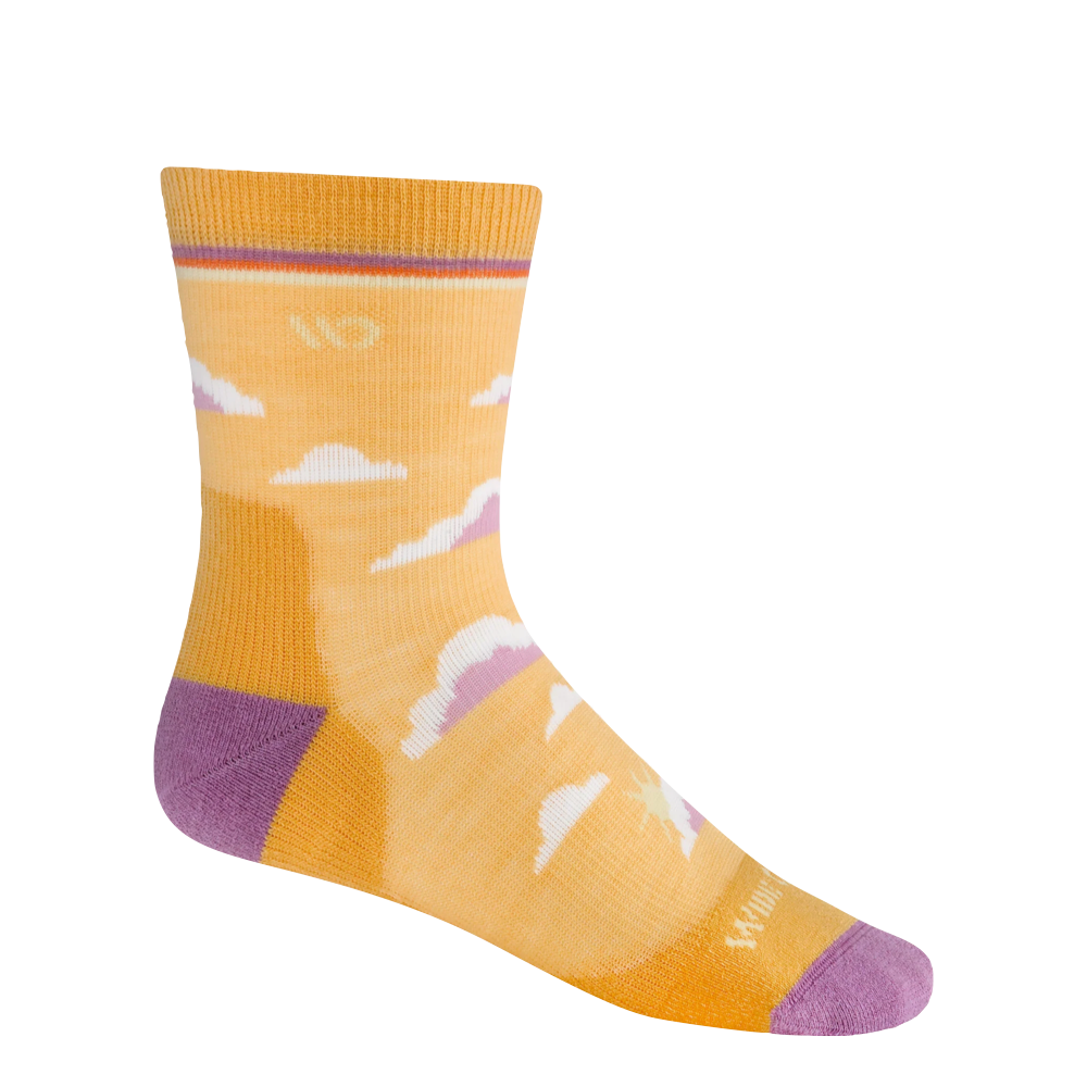 Side (right) view of Wide Open By Darn Tough Cloud Hopper Cushioned Micro Crew Sock for women.