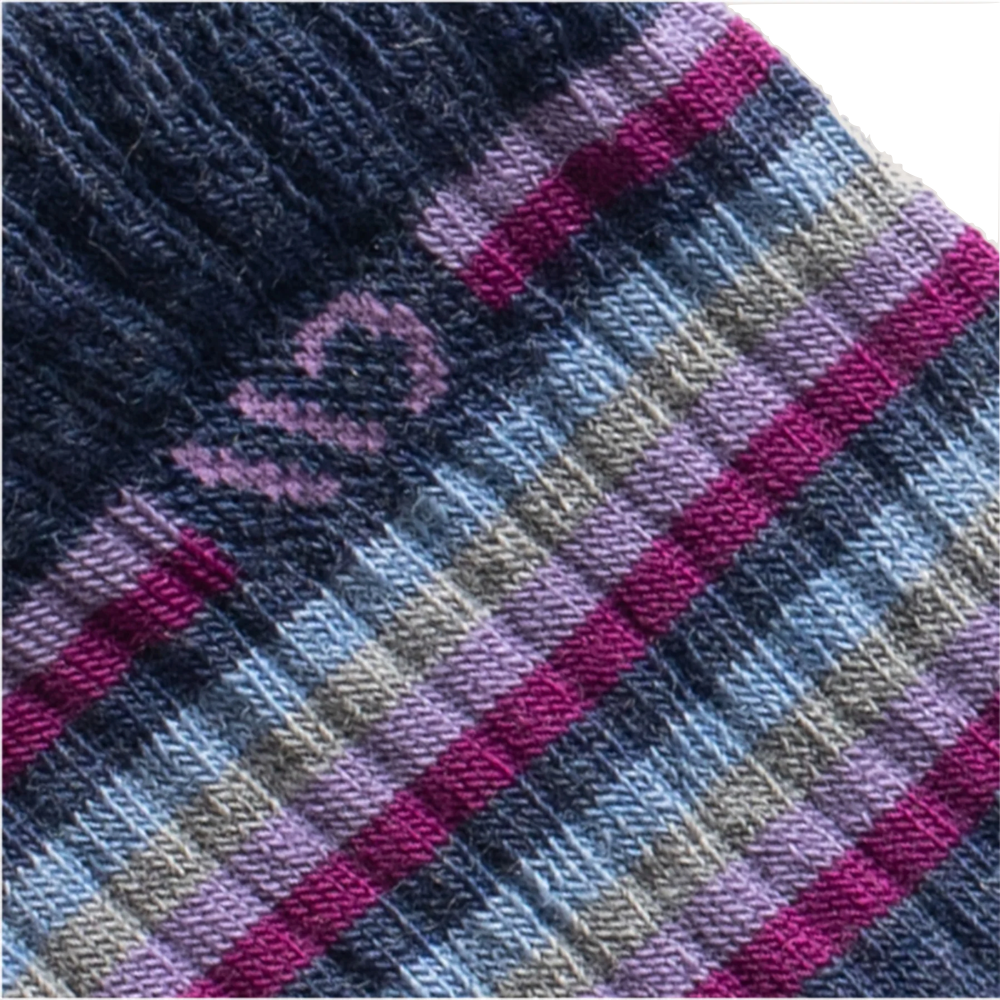 Detail view of Wide Open by Darn Tough Multi Stripe Cushioned Micro Crew Sock for women.