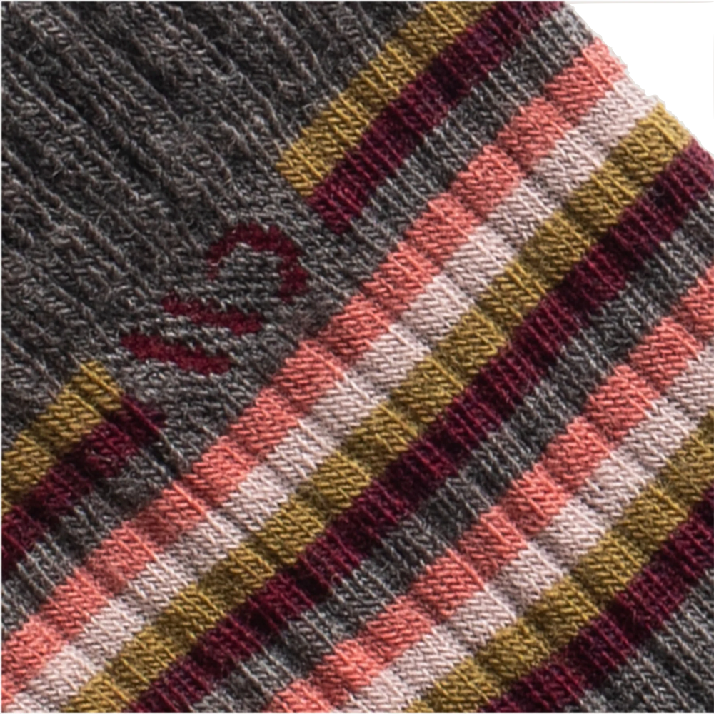 Detail view of Wide Open by Darn Tough Multi Stripe Cushioned Micro Crew Sock for women.