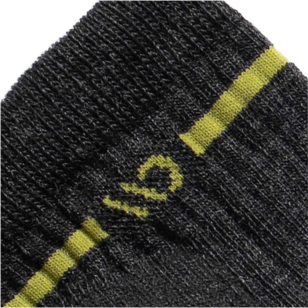 Detail view of Wide Open by Darn Tough Single Stripe Cushioned Quarter Sock for women.