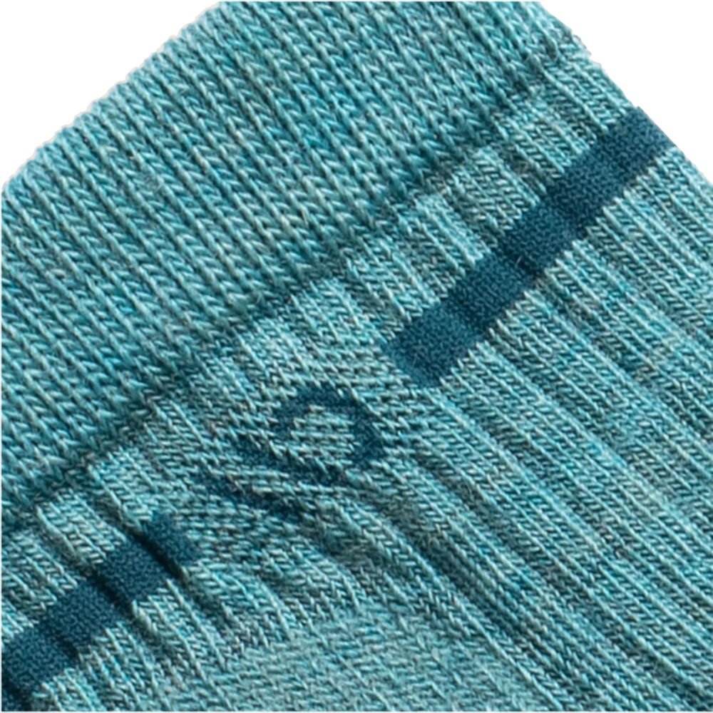 Detail view of Wide Open by Darn Tough Single Stripe Cushioned Quarter Sock for women.