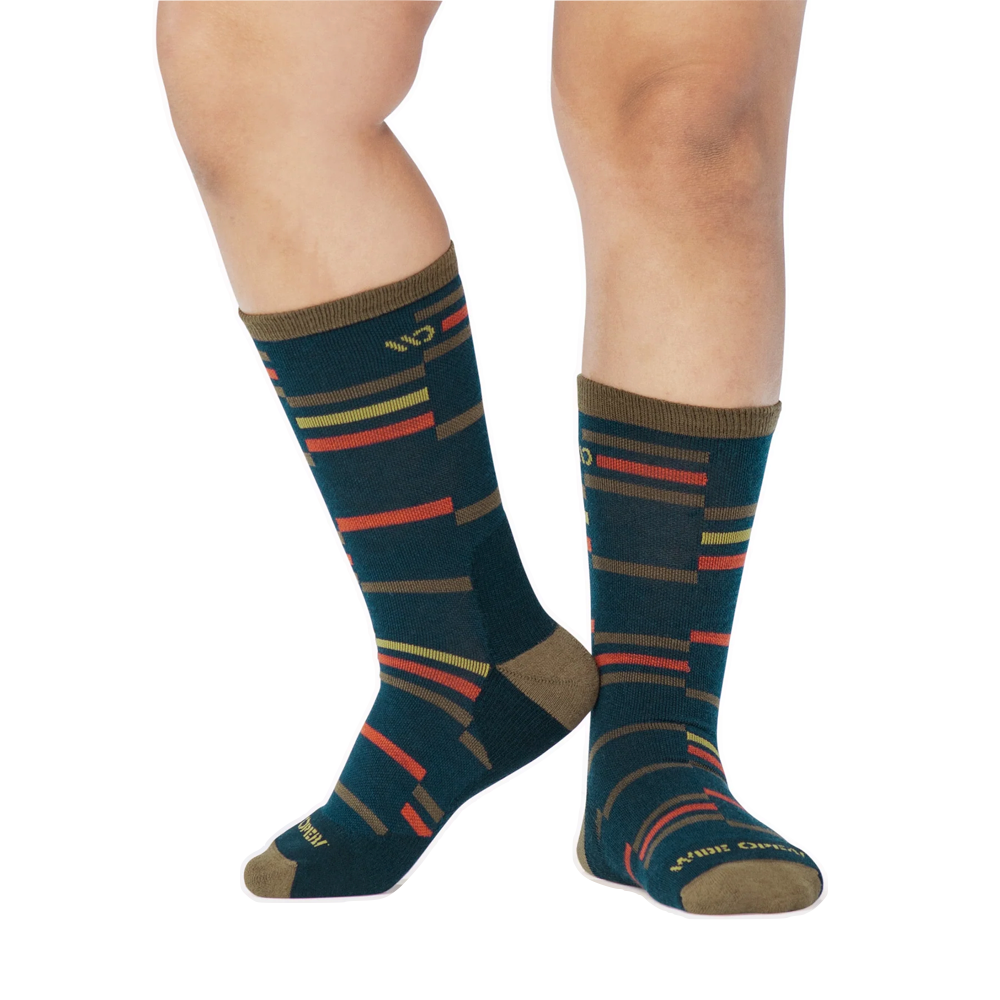Model view of Wide Open by Darn Tough Crossroad Cushioned Crew Socks for men.
