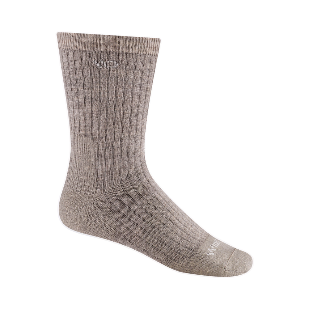 Side (right) view of Wide Open by Darn Tough Solid Cushioned Micro Crew Socks for men.