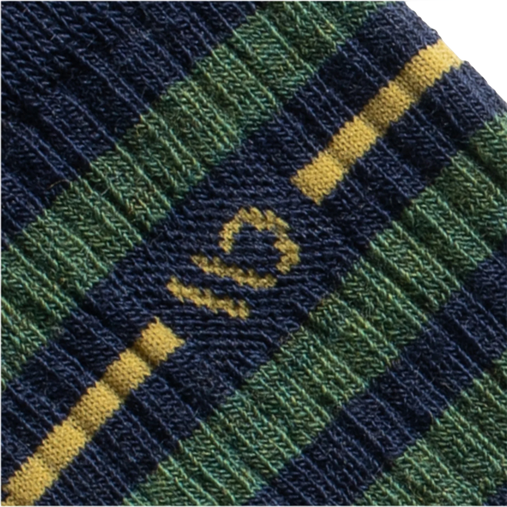 Detail view of Wide Open by Darn Tough Vintage Stripe Cushioned Crew Socks for men.