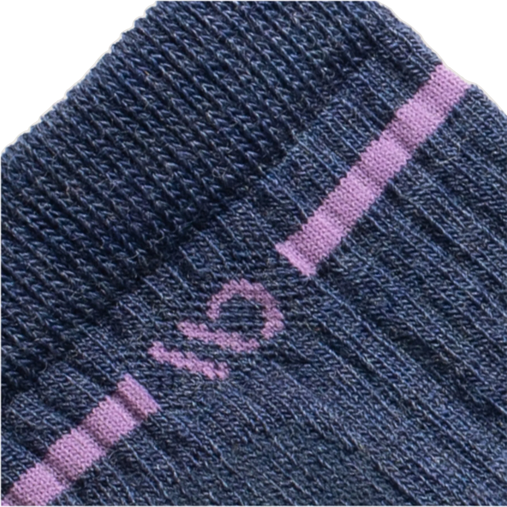 Detail view of Wide Open by Darn Tough Single Stripe Cushioned Quarter Sock for women.
