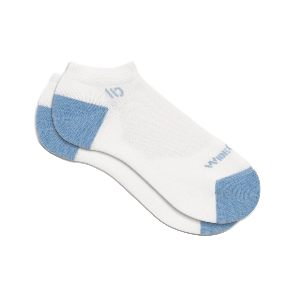 Side (right) view of Wide Open by Darn Tough Solid Cushioned No Show Socks for women.