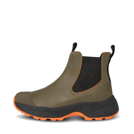 Side (left) view of Woden Siri Waterproof Pull On Boot for women.