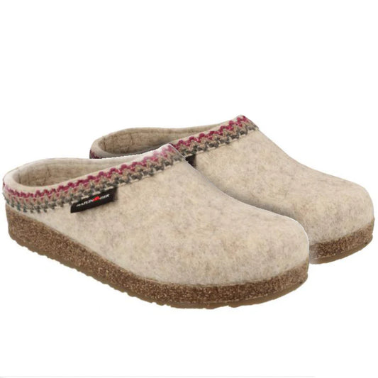 Haflinger Women's Grizzly Zig Zag Wool Clog in Natural
