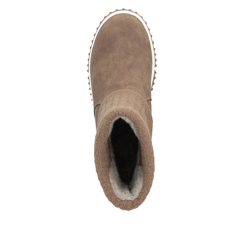 Rieker Women's Trudy 50 Knit Cuff Boot in Wood Beige