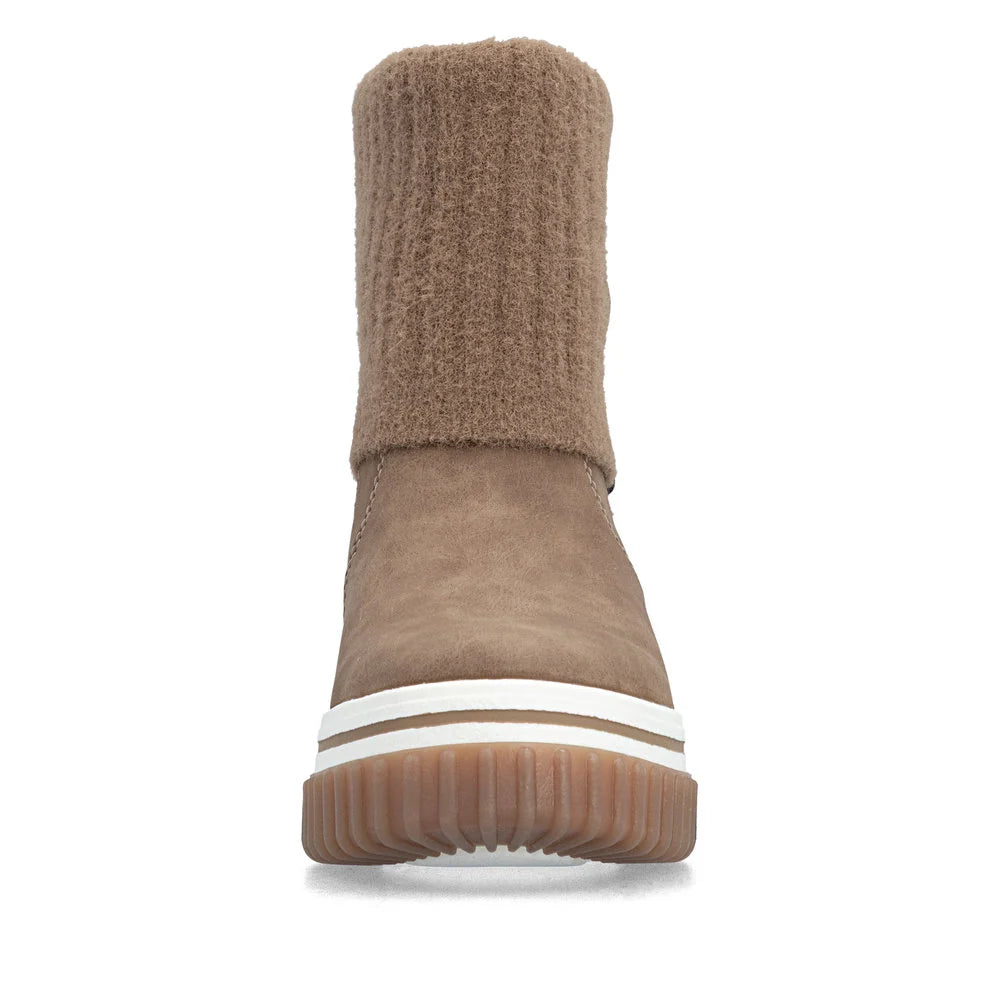 Rieker Women's Trudy 50 Knit Cuff Boot in Wood Beige