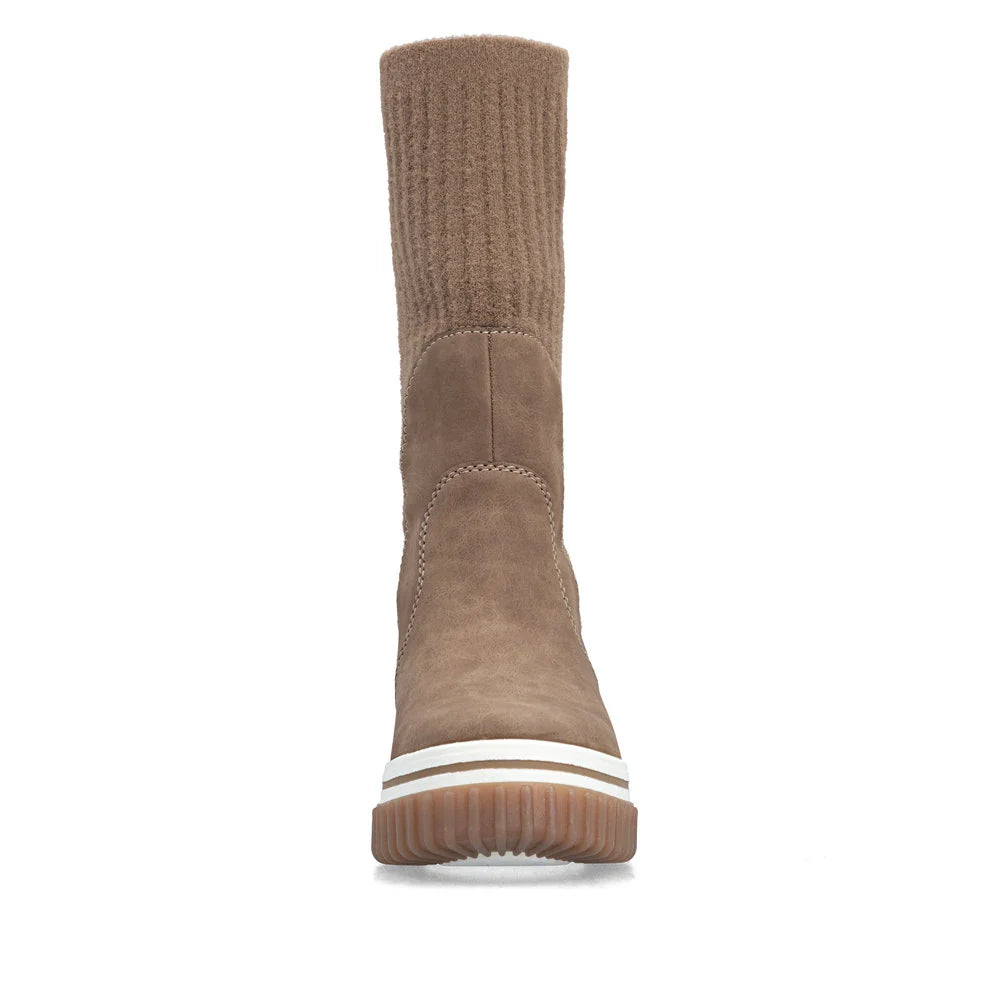 Rieker Women's Trudy 50 Knit Cuff Boot in Wood Beige