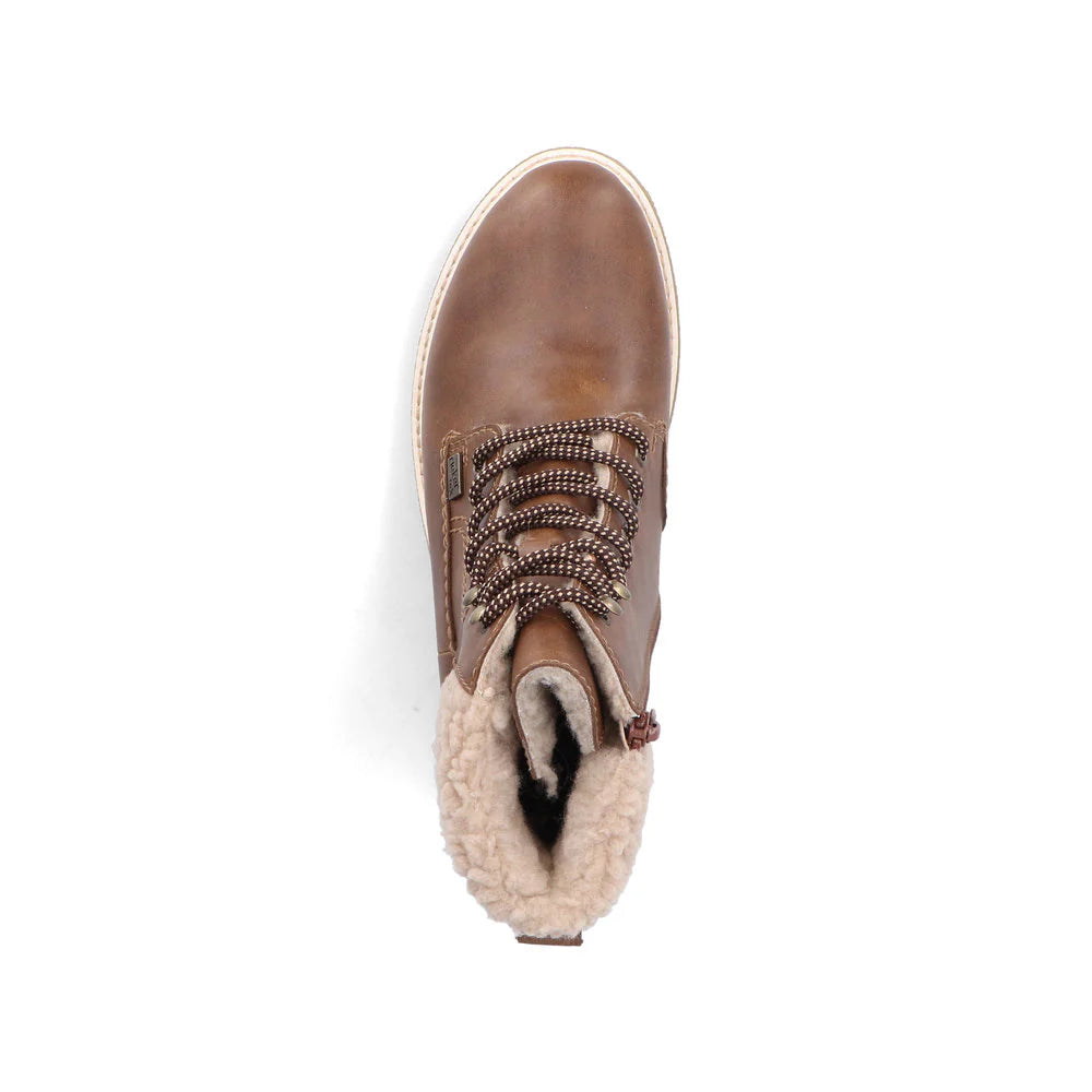 Rieker Women's Sabrina 18 Side Zip Waterproof Lace Boot in Noce Tan