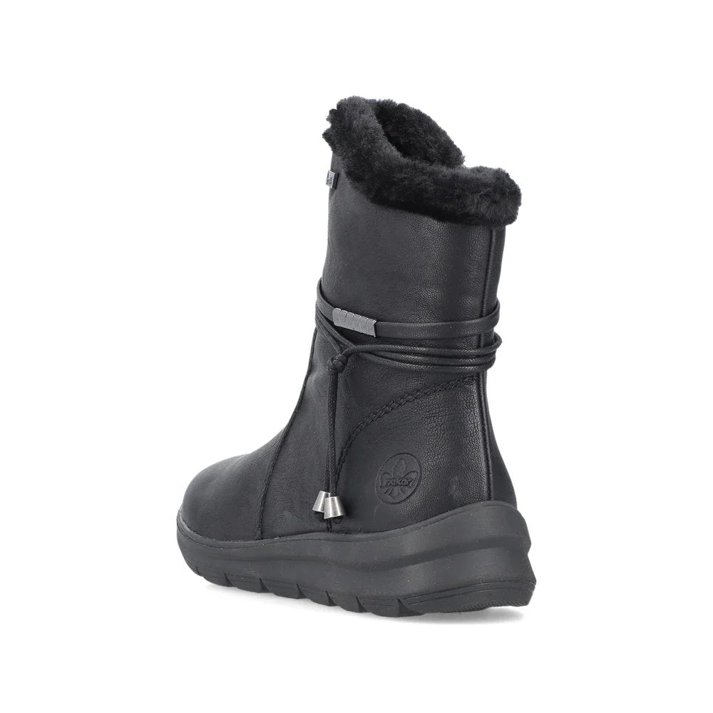 Rieker Women's Berta 70 Side Zip Waterproof Boot in Black