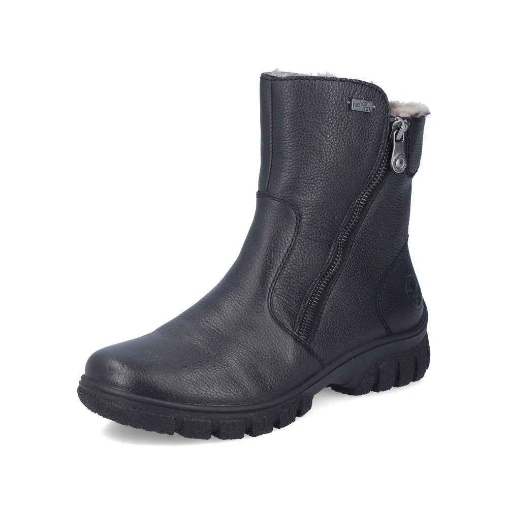 Rieker Women's Christel 63 Wool Lined Double Side Zip Waterproof Boot in Black