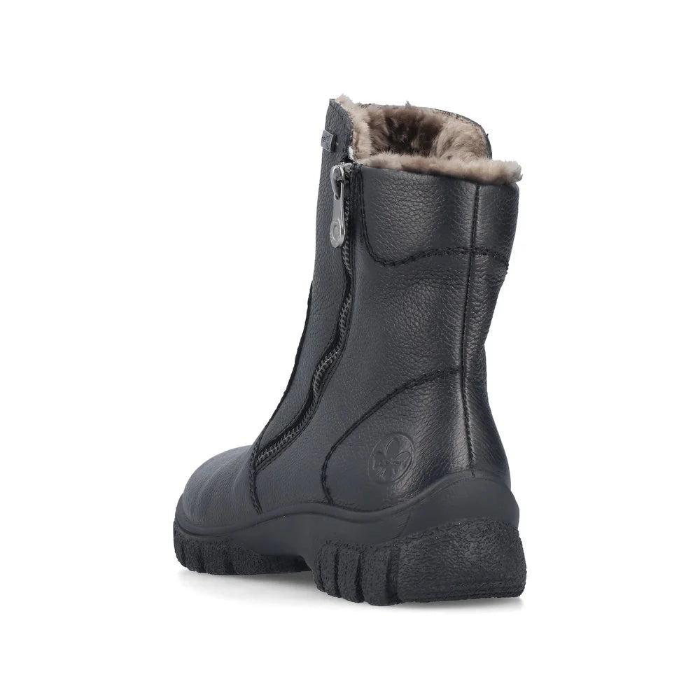 Rieker Women's Christel 63 Wool Lined Double Side Zip Waterproof Boot in Black