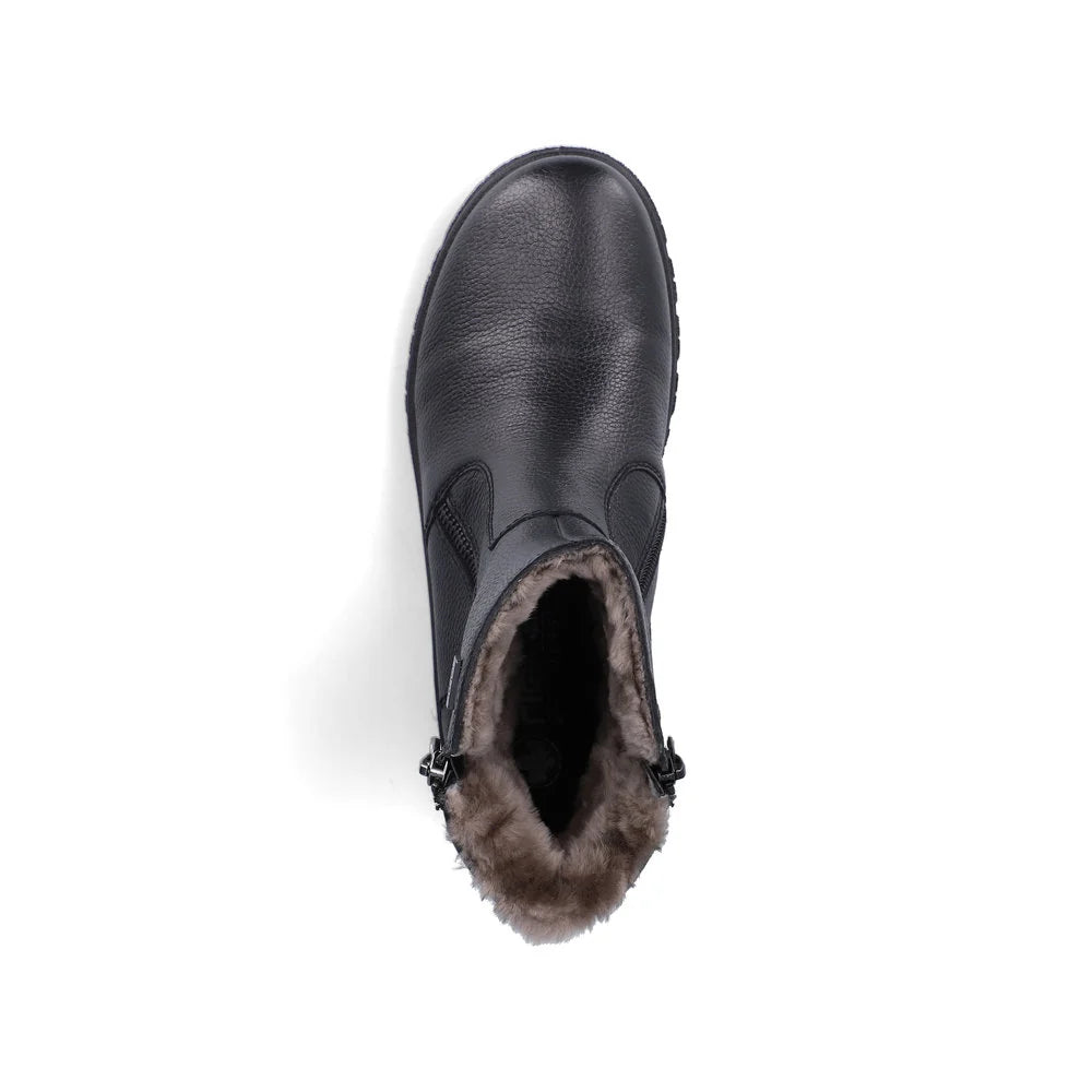 Rieker Women's Christel 63 Wool Lined Double Side Zip Waterproof Boot in Black