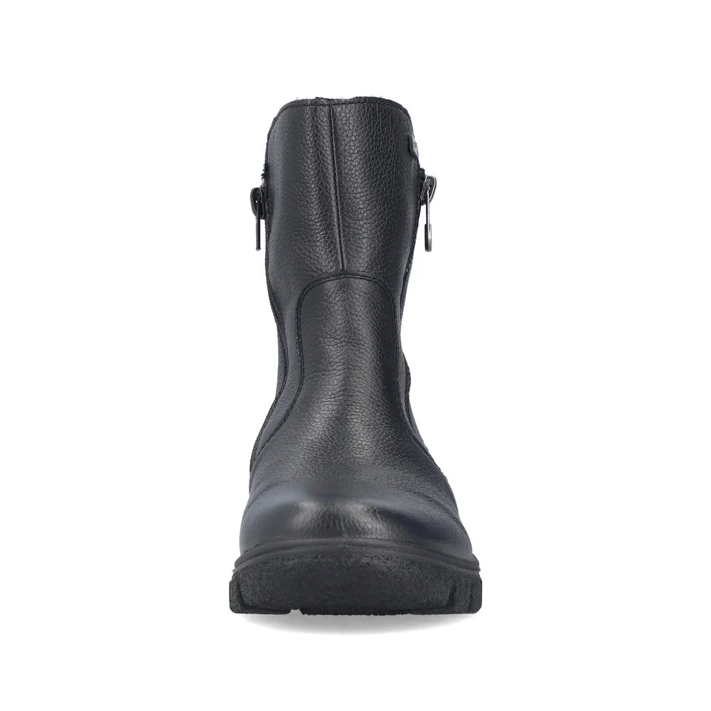 Rieker Women's Christel 63 Wool Lined Double Side Zip Waterproof Boot in Black