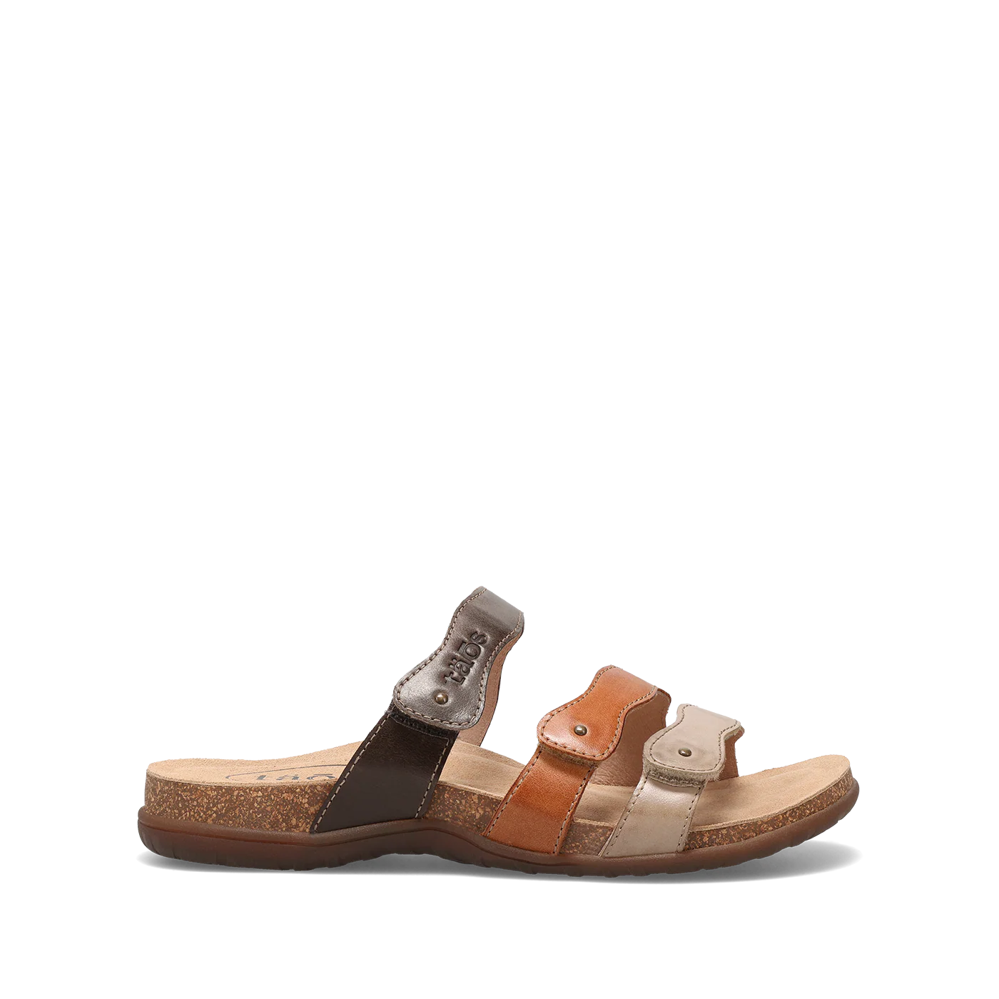 Taos Women's Scribble Slip On Slide Sandal in Brown Multi