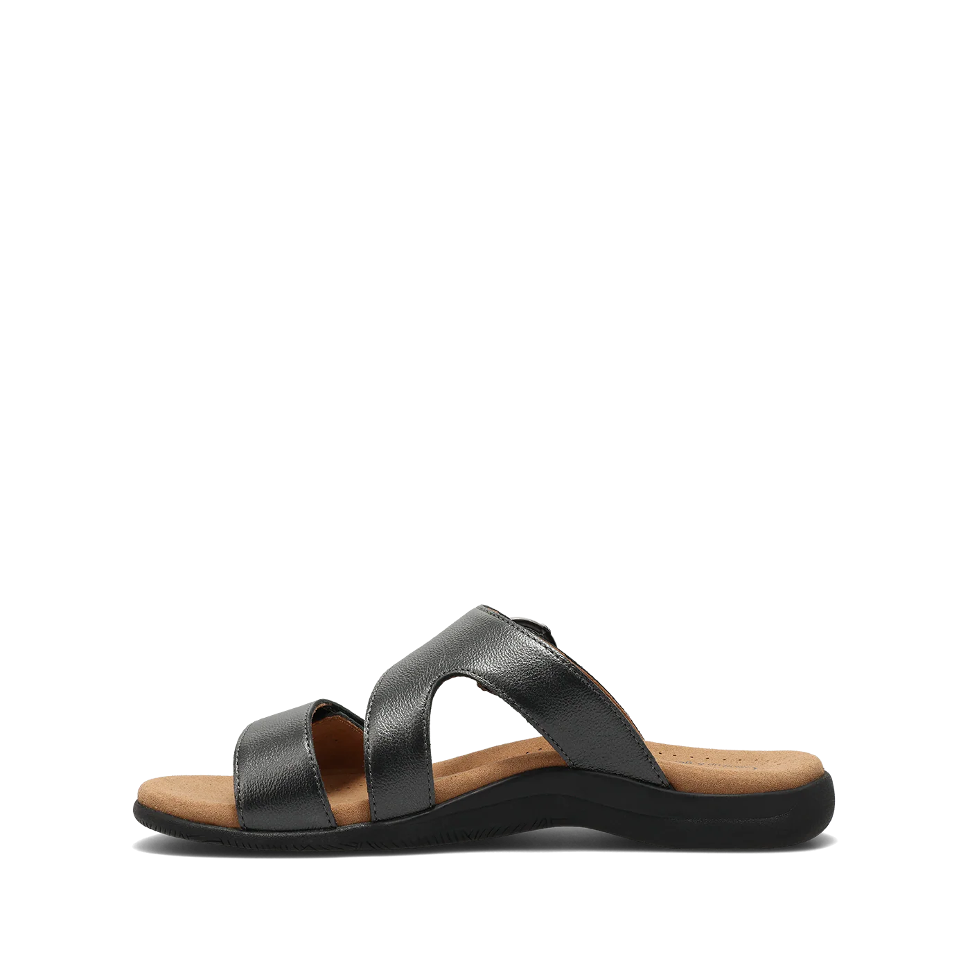 Taos Women's Westside Slip On Slide Sandal in Black Metallic