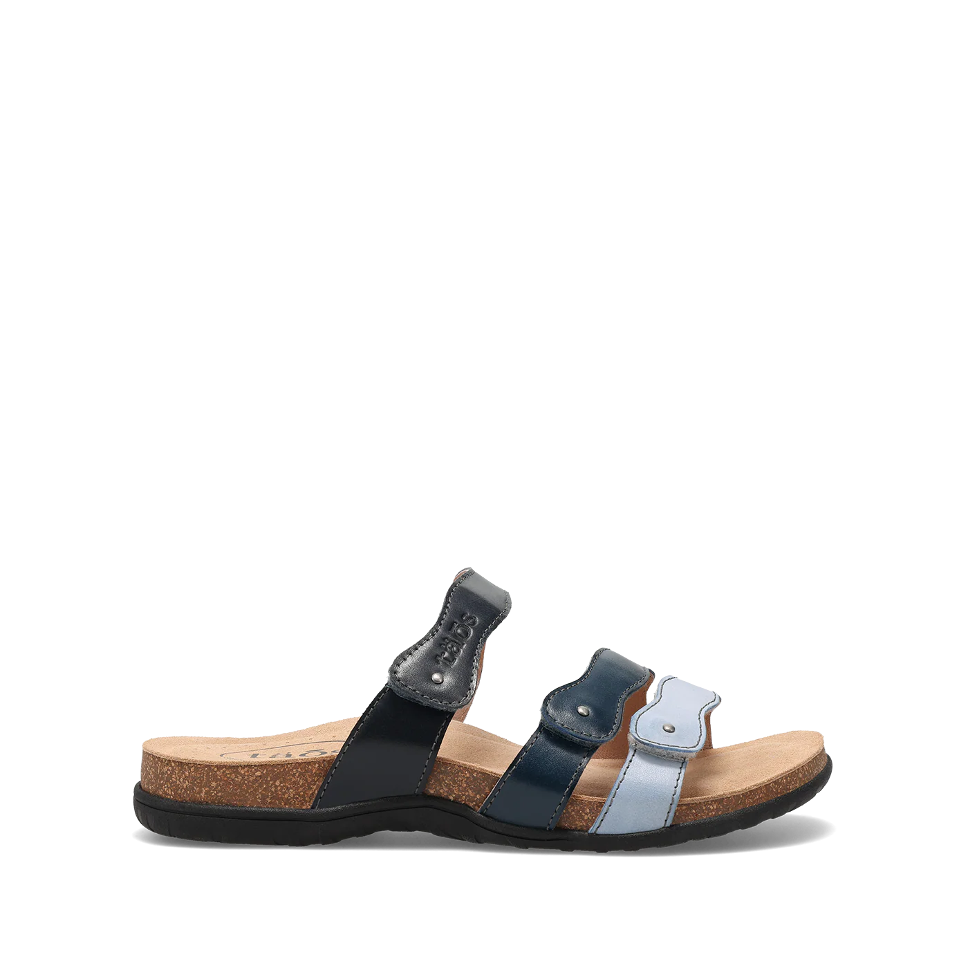 Taos Women's Scribble Slip On Slide Sandal in Blue Multi