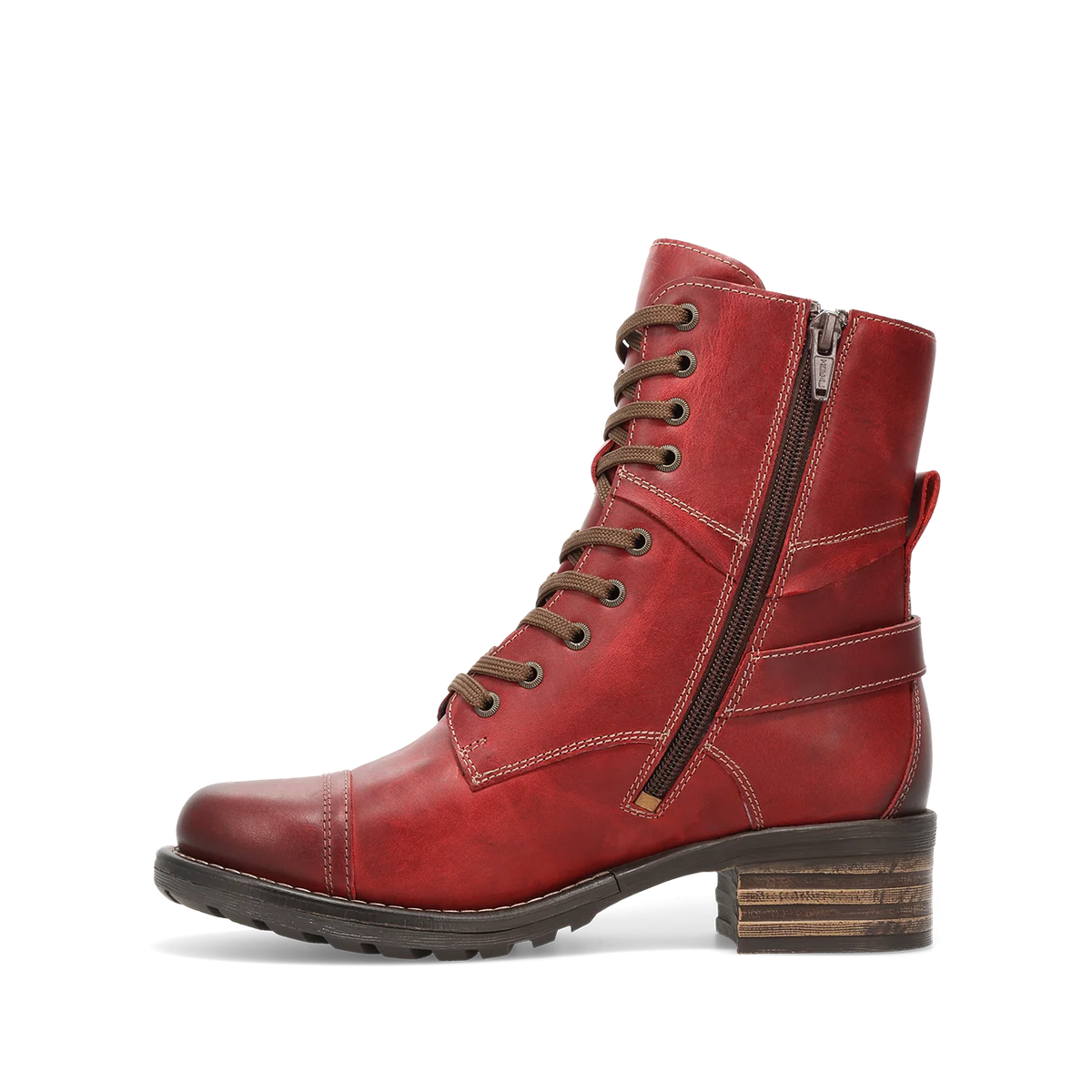 Taos Women's Crave Side Zip Lace Boot in Red Vintage Leather