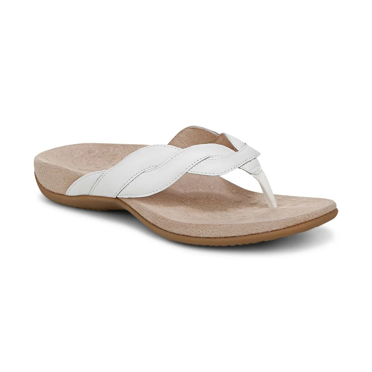 Vionic Women's Bella Braid Toe Thong Flip Sandal in White