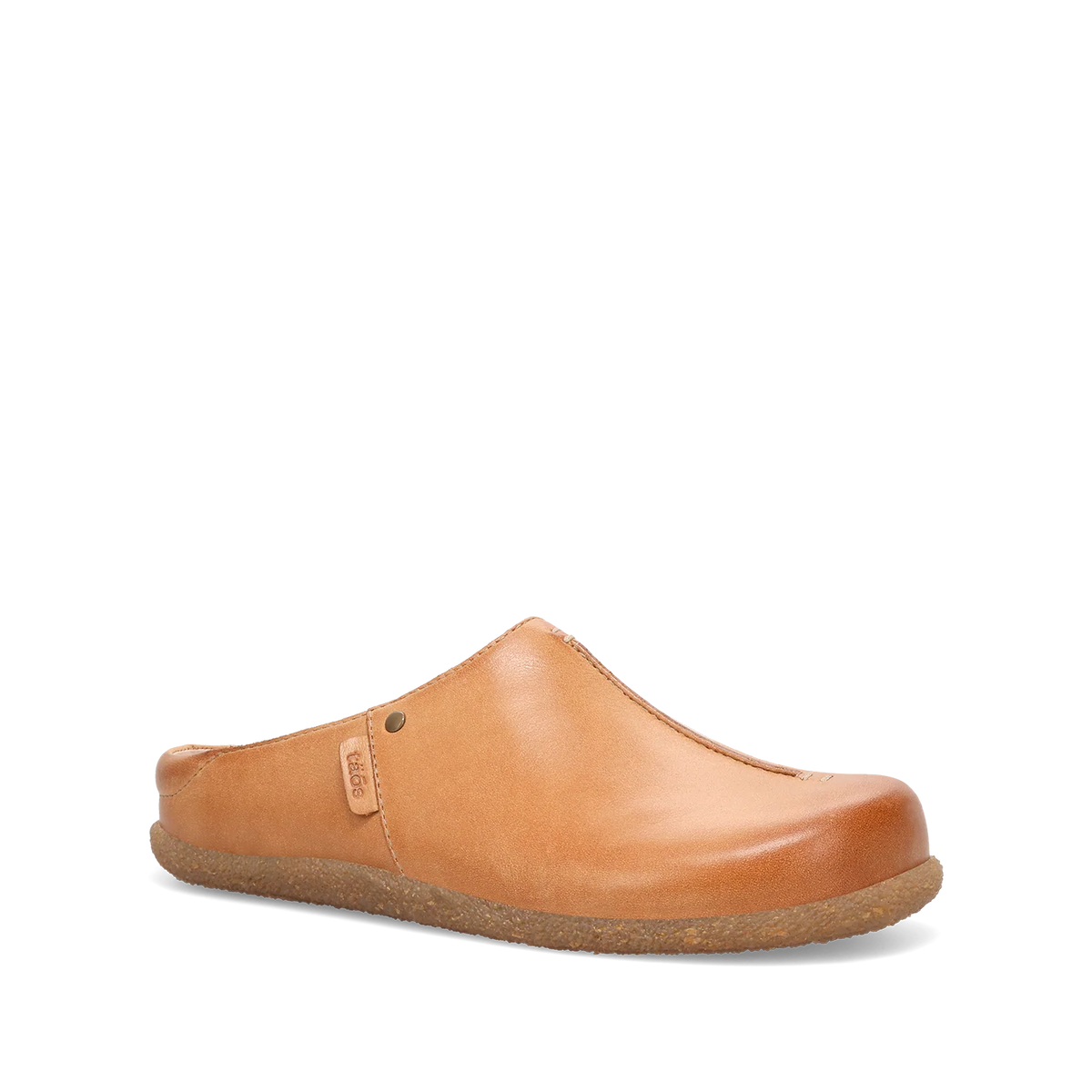 Taos Women's Upside Leather Slip On Clog in Caramel