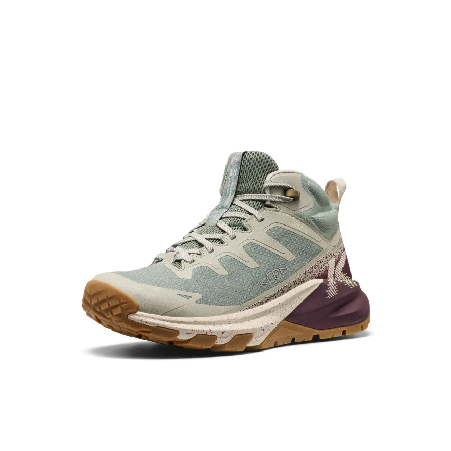 KEEN Women's Targhee Apex Mid Waterproof Hiking Boot in Lily Pad/Fig