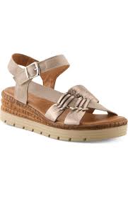 Spring Step Women's Kirra Wedge Sandal in Stone Multi