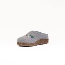 Haflinger Women's Roots Wool Clog in Silver Grey