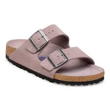 Birkenstock Arizona Suede Soft Footbed Sandal in Faded Purple Tonal