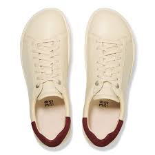Birkenstock Women's Bend Low Leather Lace Sneaker in Eggshell/Zinfandel