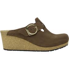 Birkenstock Women's Fanny Suede Leather Slip On Wedge in Dark Tea