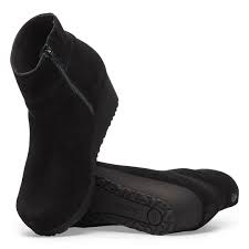 Birkenstock Women's Ebba Suede Leather Side Zip Wedge Boot in Black