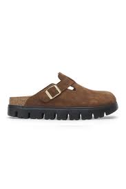 Birkenstock Women's Boston Chunky Suede Leather Clog in Dark Tea/Black