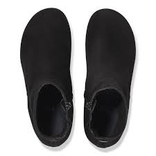 Birkenstock Women's Ebba Suede Leather Side Zip Wedge Boot in Black