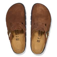 Birkenstock Women's Boston Chunky Suede Leather Clog in Dark Tea/Black
