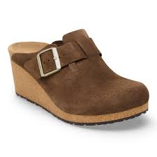 Birkenstock Women's Fanny Suede Leather Slip On Wedge in Dark Tea