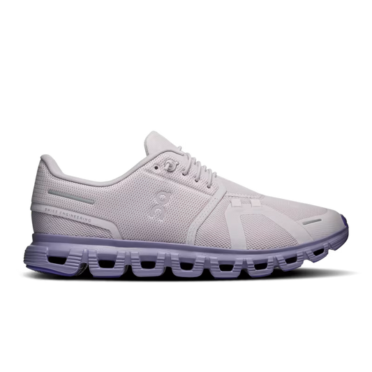 On Women's Cloud 6 Sneaker in Ether/Tyrian