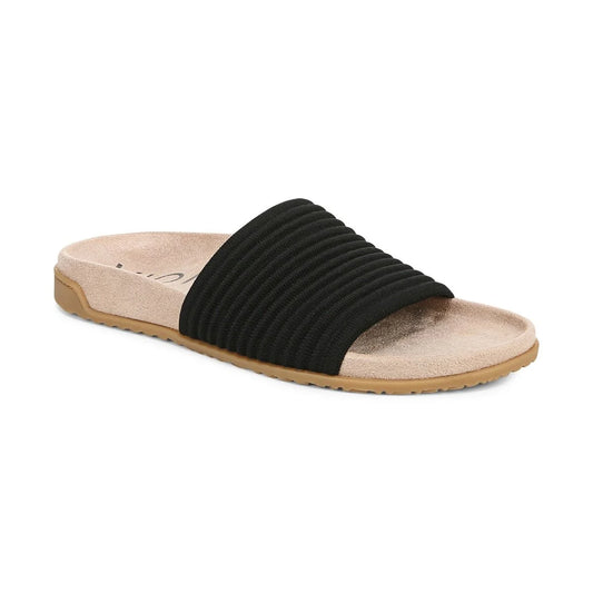 Vionic Women's Evie Knit Slide Flip Sandal in Black