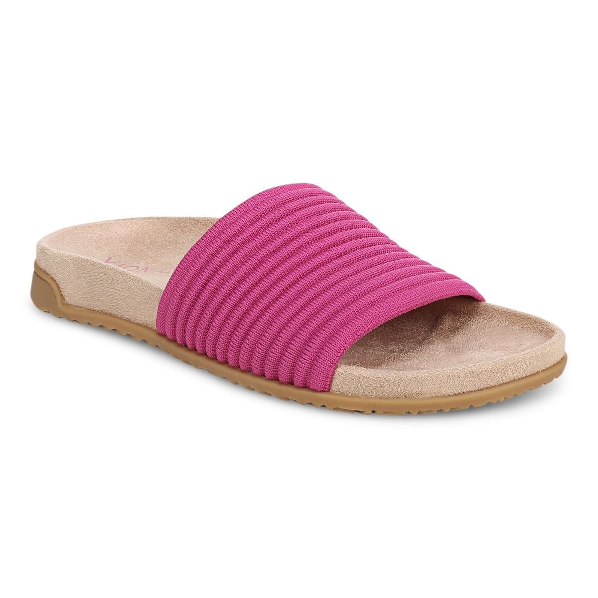 Vionic Women's Evie Knit Slide Flip Sandal in Dark Rose Violet