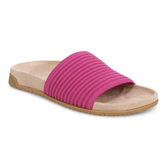 Vionic Women's Evie Knit Slide Flip Sandal in Dark Rose Violet