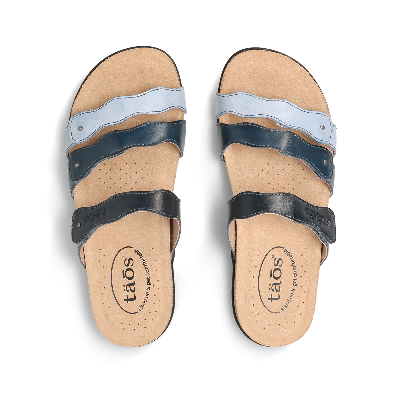 Taos Women's Scribble Slip On Slide Sandal in Blue Multi