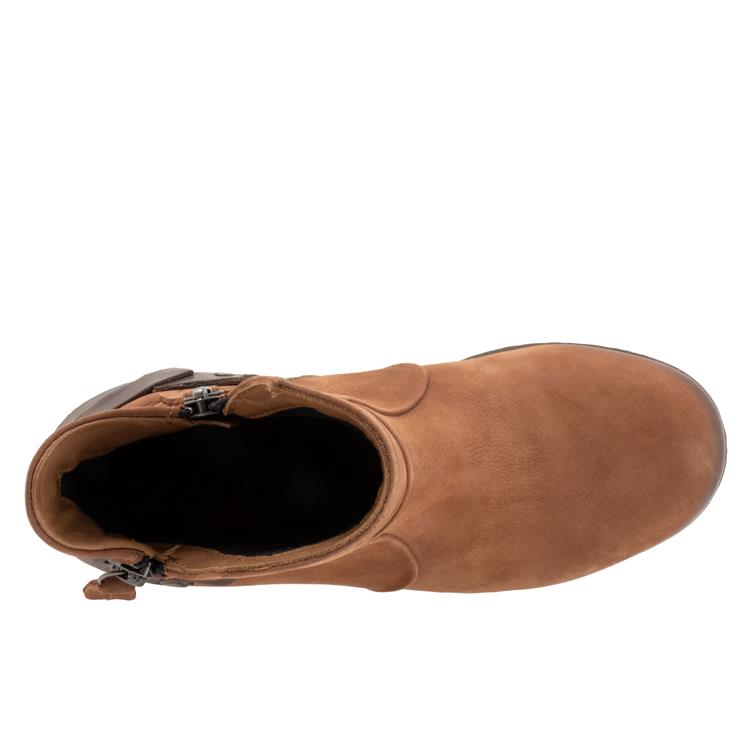 Bueno Women's Fallon Side Zip Leather Boot in Tobacco Nubuck