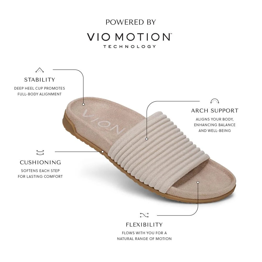 Vionic Women's Evie Knit Slide Flip Sandal in Cream